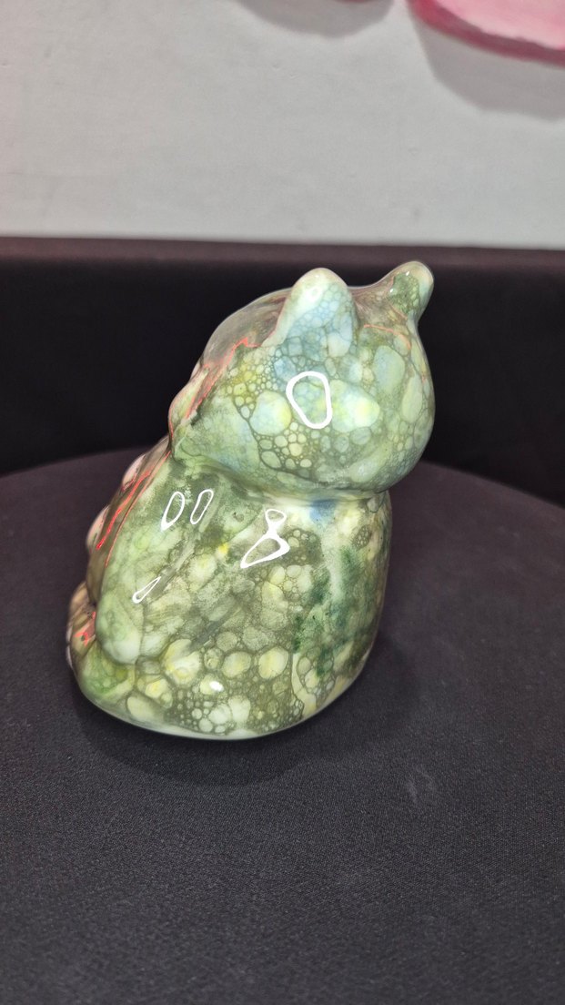 "Mermer Desenli Kravatlı Kurbağa" El Yapımı seramik Biblo 10 cm - Görsel 4