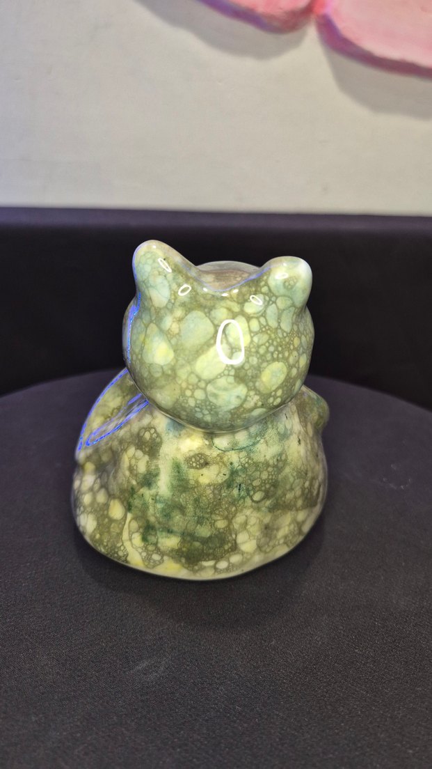 "Mermer Desenli Kravatlı Kurbağa" El Yapımı seramik Biblo 10 cm - Görsel 5