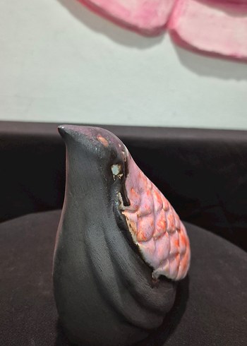 Butik Tasarım El Yapımı Seramik "Pembe Kanat" Mini Kuş Biblo - Görsel 7