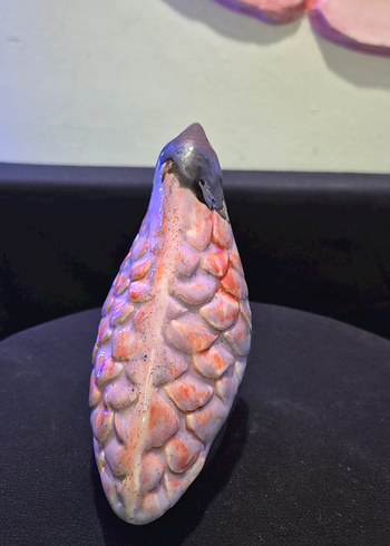 Butik Tasarım El Yapımı Seramik "Pembe Kanat" Mini Kuş Biblo - Görsel 3