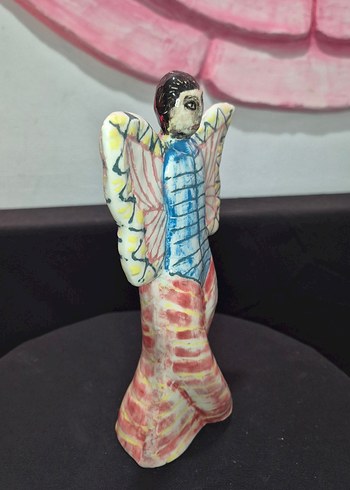 Tasarım El Yapımı Seramik "Renkli Kanatlı Figür" Dekoratif Biblo - Görsel 7