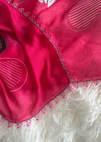 İğne oyası Pembe Bohem Çiçek Desenli Kadın yazma - Görsel 3