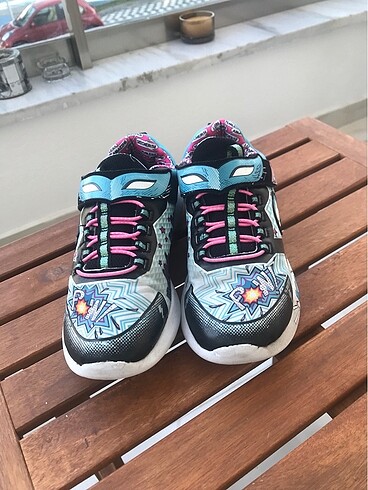 Orjinal Skechers dynamight siyah mavi kız çocuk ayakkabı