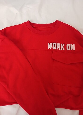 l Beden Kırmızı crop sweat