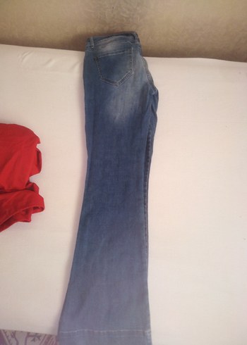 30 Beden Kadın Mavi Bol Kesim Midi Denim Pantolon