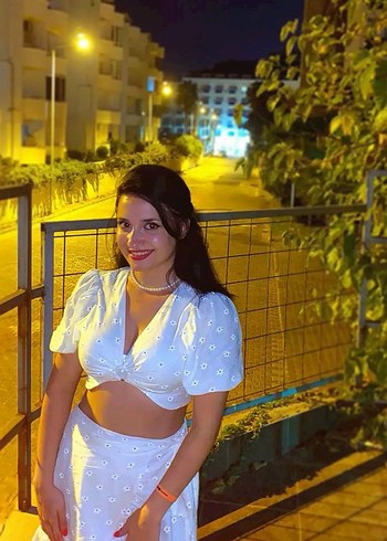 xl Beden Beyaz Drapeli Mini Etek