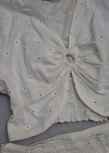 Beyaz Drapeli Mini Etek - Görsel 5