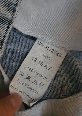 12-18 Ay Beden Düğmeli Nakışlı Kız erkek Kot Salopet