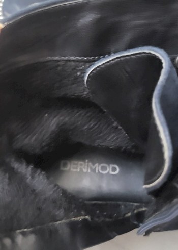 DERIMOD Lacivert Süet Goth Tokalı Kadın Bot - Görsel 5