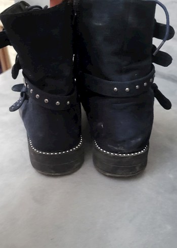 DERIMOD Lacivert Süet Goth Tokalı Kadın Bot - Görsel 3