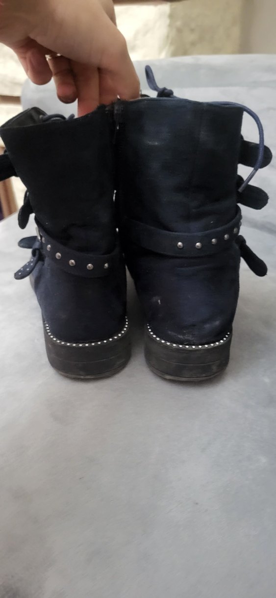 DERIMOD Lacivert Süet Goth Tokalı Kadın Bot - Görsel 3