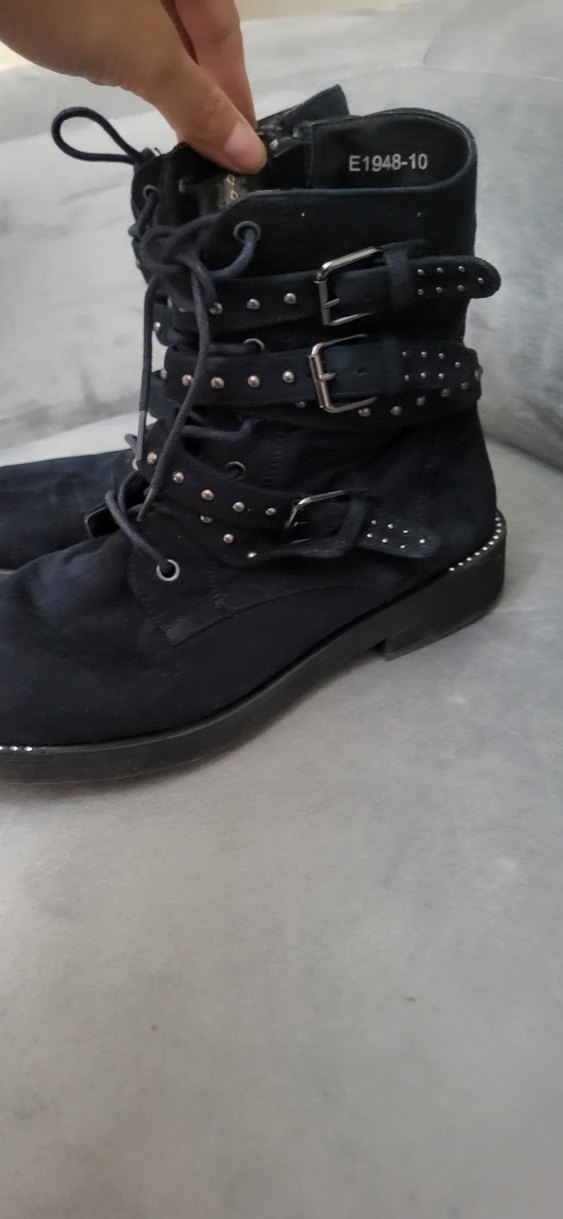 DERIMOD Lacivert Süet Goth Tokalı Kadın Bot - Görsel 4