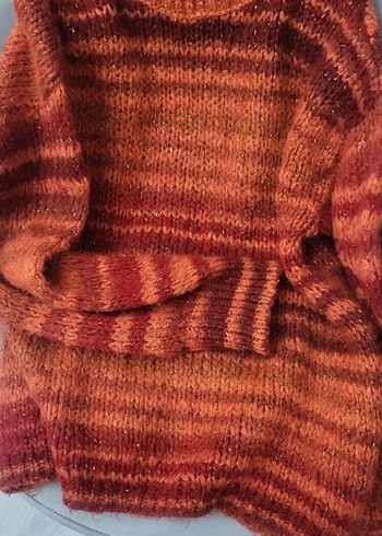 Kadın Kahverengi Bohem Örgü Kazak - Görsel 2