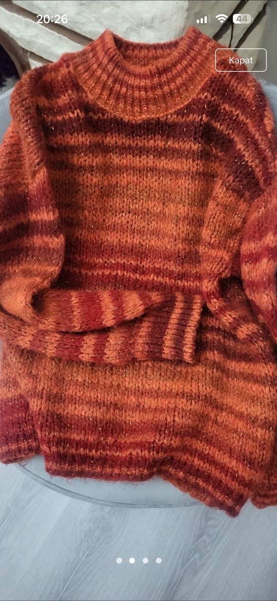 Kadın Kahverengi Bohem Örgü Kazak - Görsel 2