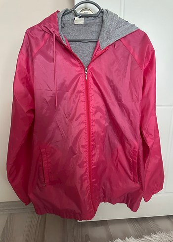 Pembe Kapüşonlu Fermuarlı Kadın Ceket - Görsel 3