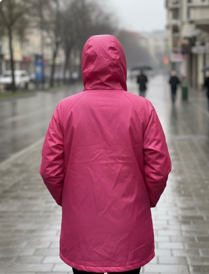 Pembe Kapüşonlu Fermuarlı Kadın Ceket - Görsel 2