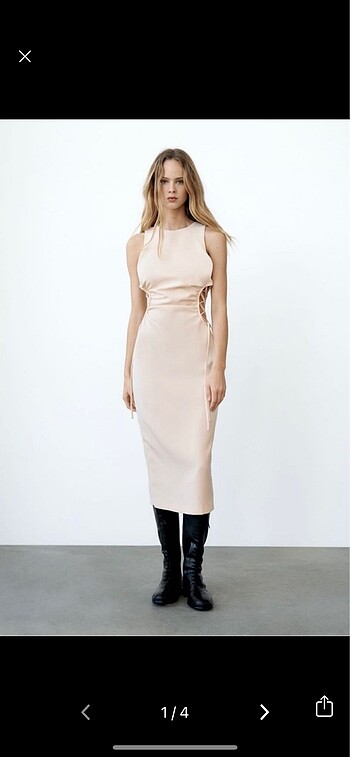 ZARA KREM ELBİSE