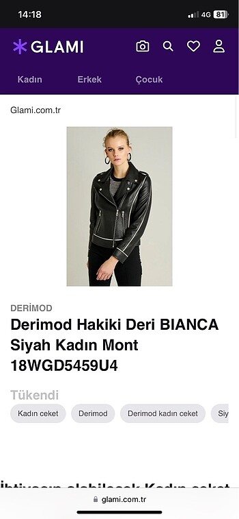 Derimood bianca kadın deri ceket