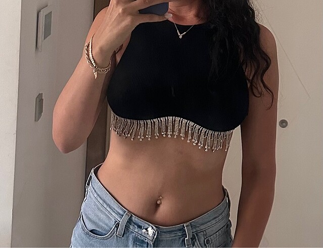 Zara Zara taşlı crop