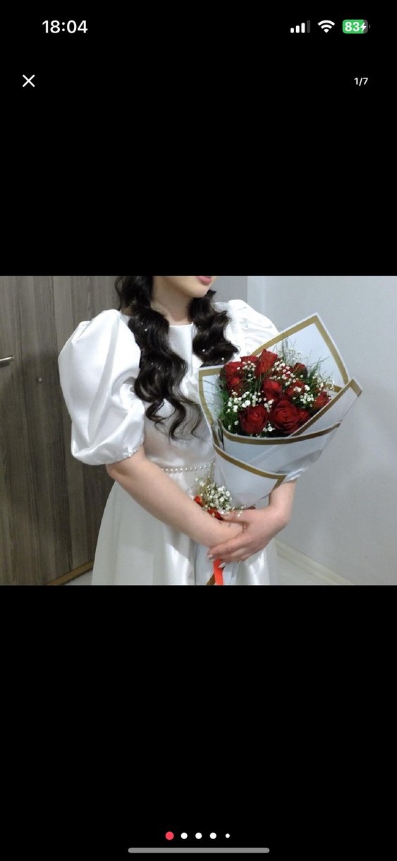 Parlak Beyaz A-Line Kısa Kollu Gelinlik - Görsel 2