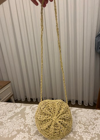 Bej Nakışlı Örgü Bohem Kadın Çapraz Çanta