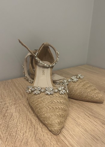 Boncuk Detaylı Bej Kadın Dolgu Topuk Espadril - Görsel 2