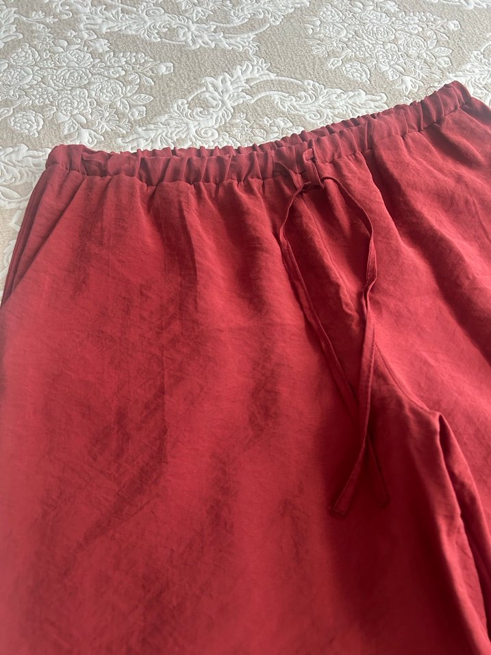 Bordo Nakışlı Midi Hamile Etek - Görsel 2