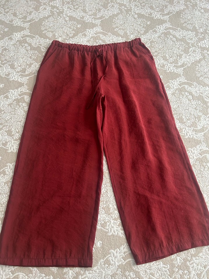 Bordo Nakışlı Midi Hamile Etek - Görsel 3