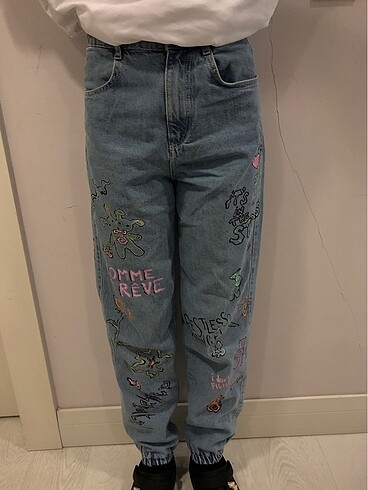 grafitili jogger kot pantolon