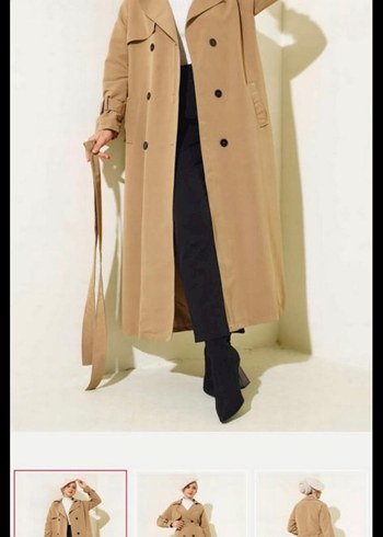 Bej Uzun Kadın Trençkot - Görsel 2