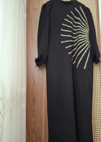 Uzun Siyah Kadın Akşam Elbisesi - Görsel 9