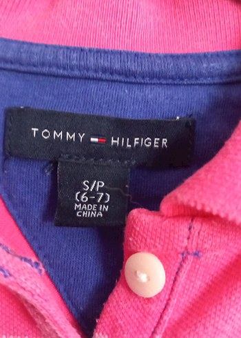Tommy Hilfiger Kız Çocuk Pembe Çizgili Polo Yaka Elbise