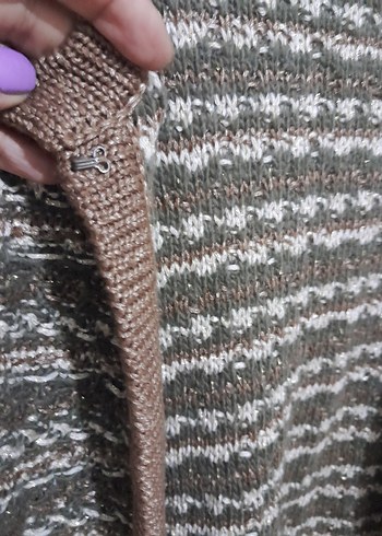 Kadın Bohem Gri-Kahverengi Örgü Hırka S - Görsel 3