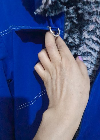 Kadın Mavi Kapüşonlu Kürklü Ceket S - Görsel 5