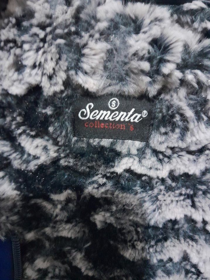 Kadın Mavi Kapüşonlu Kürklü Ceket S - Görsel 2