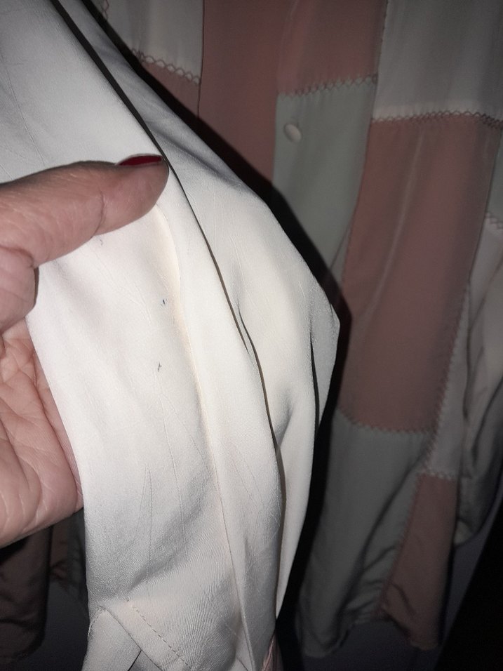 Pudra Beyaz Düğmeli Uzun Kollu Kadın Gömlek M - Görsel 4