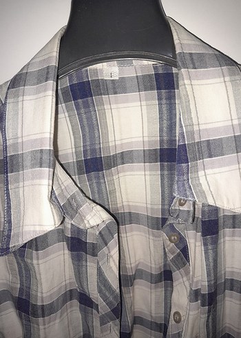 Gri Ekose Pamuklu Kadın Gömlek S - Görsel 2