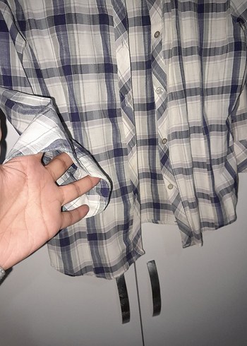 Gri Ekose Pamuklu Kadın Gömlek S - Görsel 3