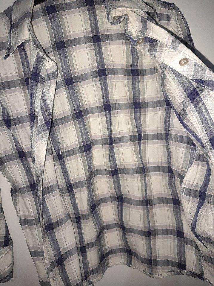 Gri Ekose Pamuklu Kadın Gömlek S - Görsel 5