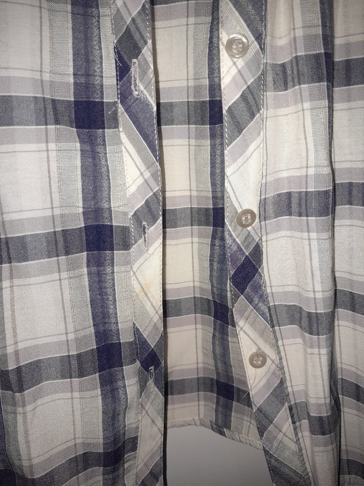 Gri Ekose Pamuklu Kadın Gömlek S - Görsel 4