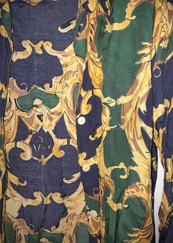 Kadın Çok Renkli Uzun Pamuklu Gömlek M - Görsel 3