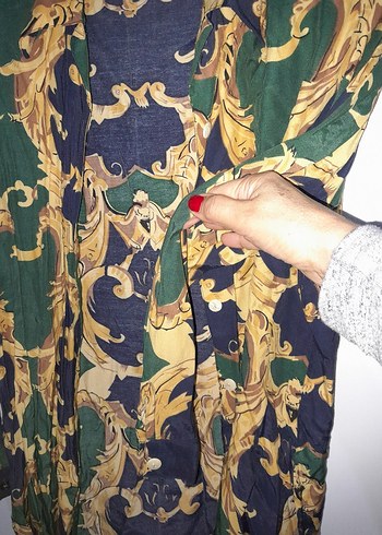 Kadın Çok Renkli Uzun Pamuklu Gömlek M - Görsel 4