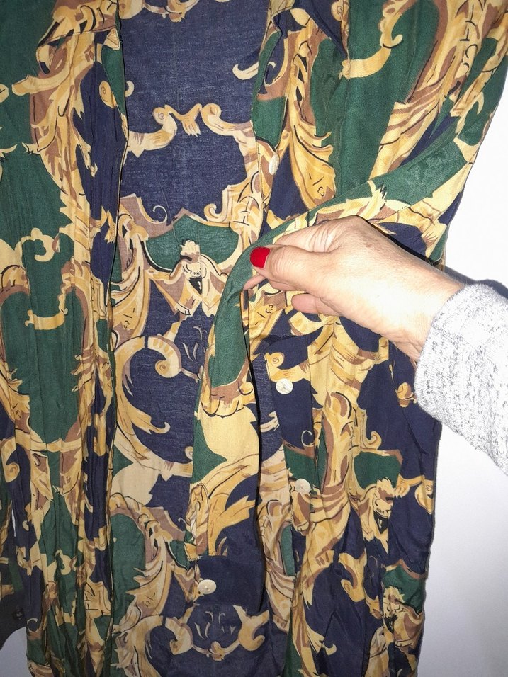 Kadın Çok Renkli Uzun Pamuklu Gömlek M - Görsel 4