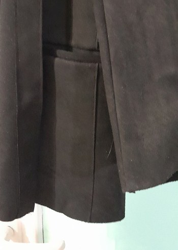 Zara Kadın Siyah Süet Uzun Blazer Ceket - Görsel 4