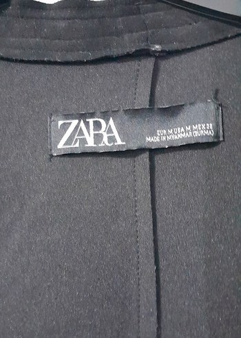 Zara Kadın Siyah Süet Uzun Blazer Ceket - Görsel 3