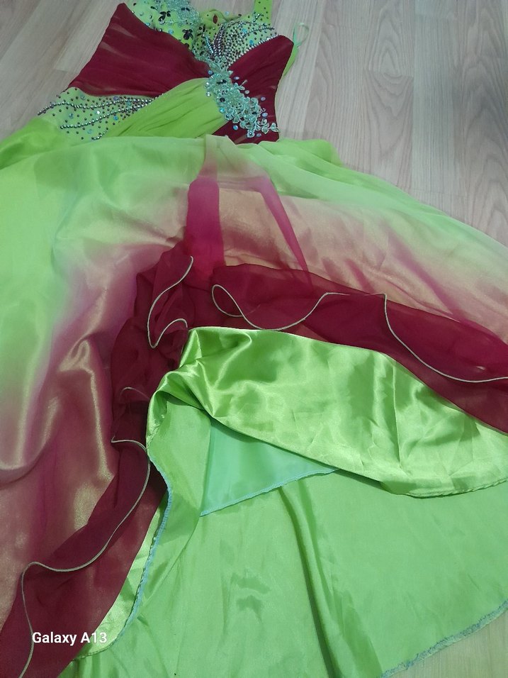 Renkli Drapeli Uzun Abiye Elbise 38 beden - Görsel 2