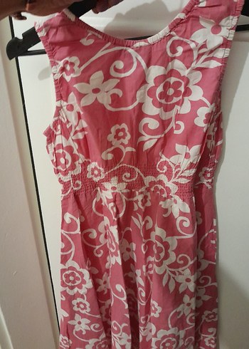 Kız Çocuk Pembe Çiçekli Bohem Elbise 11-12 yaş - Görsel 5