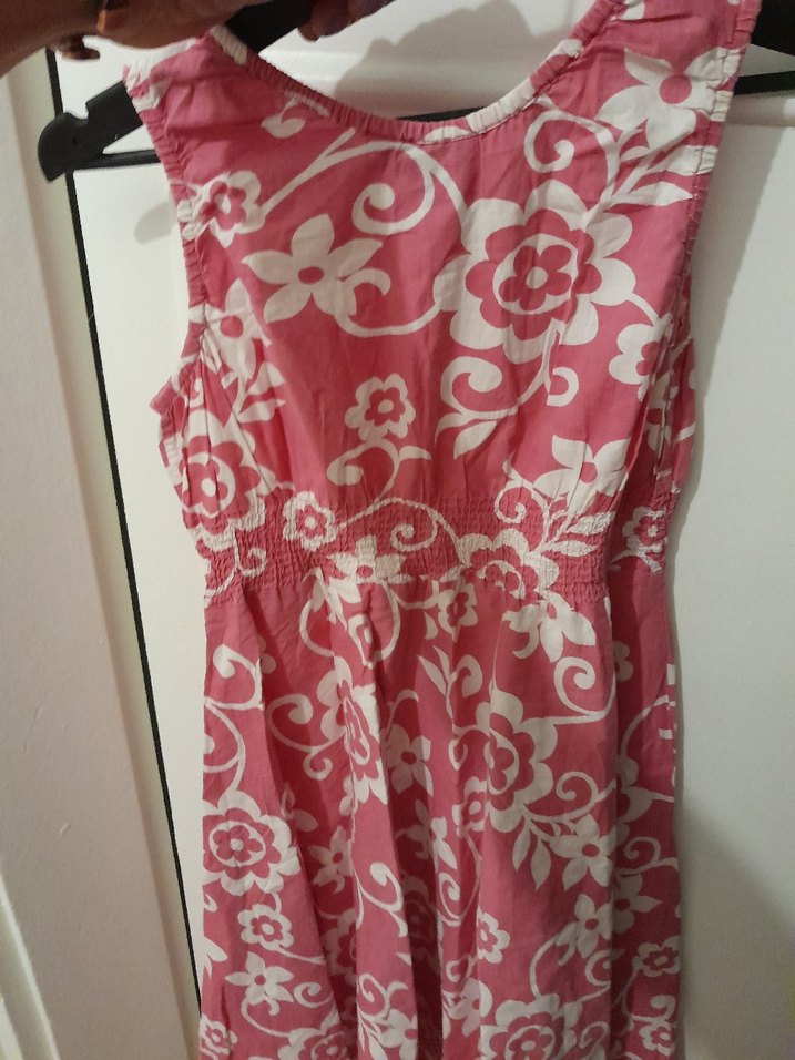 Kız Çocuk Pembe Çiçekli Bohem Elbise 11-12 yaş - Görsel 5