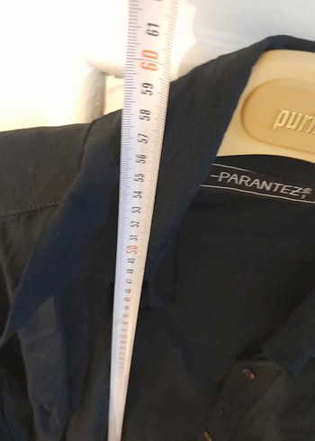 Parantez lacivert Düğmeli Uzun Kollu Keten Gömlek S - Görsel 5