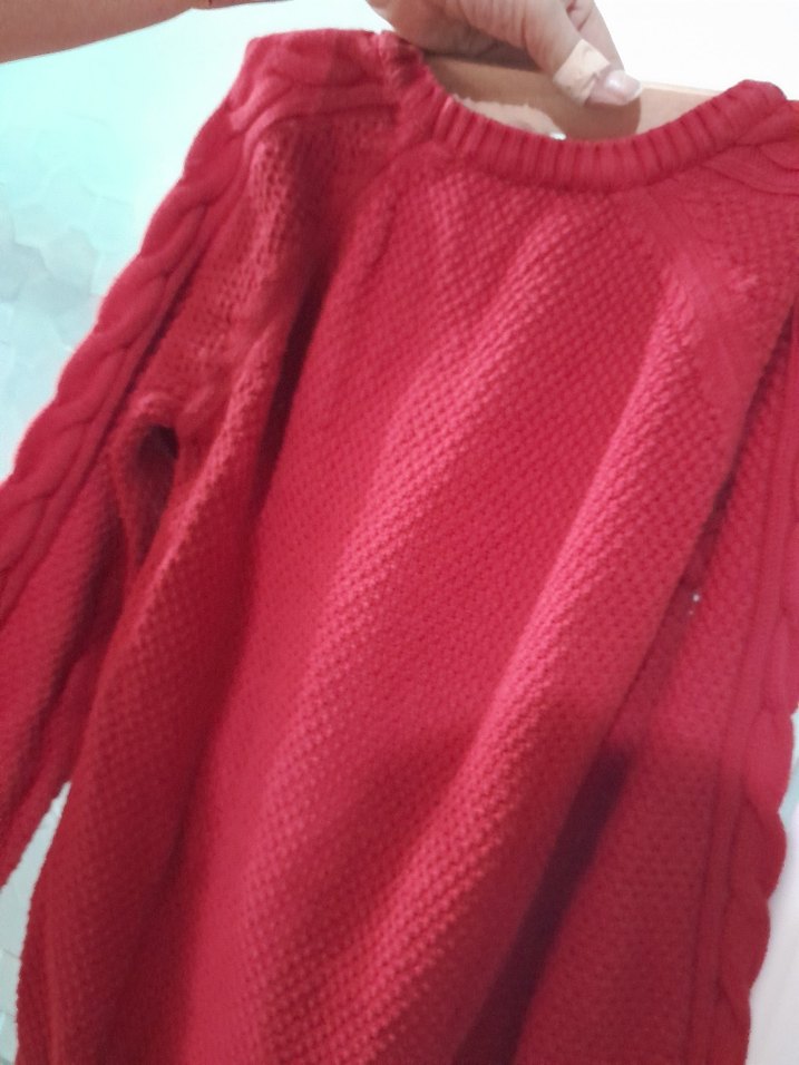 Kırmızı Örgü Kadın Kazak S - Görsel 4